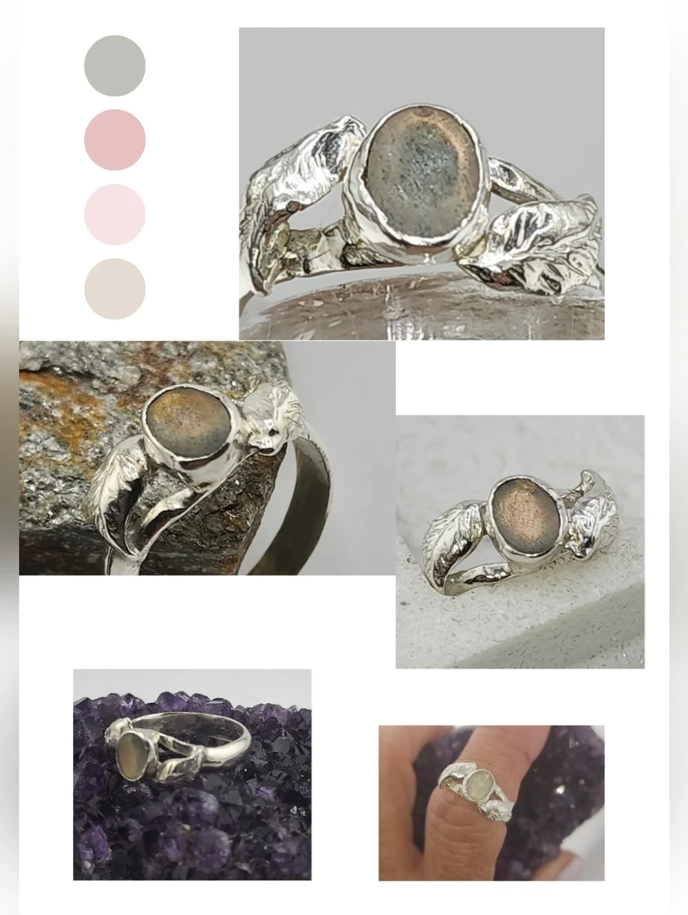 LABRADORITE RING HANDMADE WITH STERLING SILVER RECYCLED METAL SZ 7